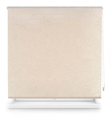 DECORBLIND | Verdunkelungsrollo, Leinenstruktur, Maße Rollo: 100 x 230 cm Breite x Länge/Maße Stoff Leinenstruktur: 97 x 225 cm, Beige, einfache Montage an Wand oder Decke