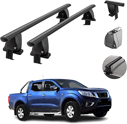 2 Stück Auto Dachgepäckträger für Nissan Navara 2014-2020, Aluminium Dachträger Geschlossene Reling Crossbar Gepäckträger Zubehör