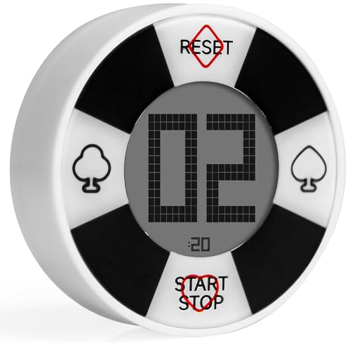 Poker Dealer Button mit Timer - Complete The Poker Chips Set! Texas Hold em Digital Shot Clock Game Timer Poker Zubehör für Pokertisch und Spieleabend Tolles Geschenk oder Poker Dekor