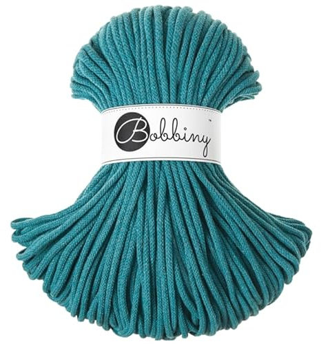 Bobbiny Corda macramè intrecciata di alta qualità, 5 mm, 100% cotone riciclato (color foglia di tè), 50 m