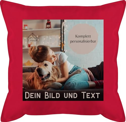 Kissen 50x50 - eigenem - Foto Bild Geschenk I Dein Bild und Text - 50 x 50 cm - Rot - fotokissen fotopolster selbst drucken Photo schmusekissen photokissen Geschenke zum beschriften selber gestalten