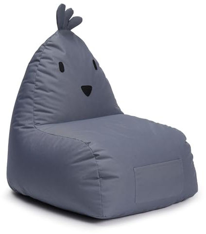 Lumaland Kindersitzsack Chicken | Sitzsack Tier Familie für Kinder | Wasserabweisender Bean Bag für Indoor & Outdoor | Pflegeleichtes Material | 80 x 75 x 75 cm & 3,1 kg leicht [Grau]