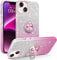 MOBISTAR® Bling Glitter Case for iPhone 14 Plus - 6.7’’ - Sparkly Slim with 360° Ring Holder Kickstand Support Magnetic Car Mount Protective Cover (Pink)