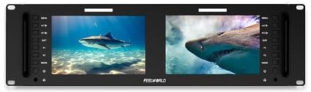 FEELWORLD D71 Plus-H Dual 7 Inch 3RU Rack Mount Monitor with Waveform 3D LUT 4K HDMI AV Input and Output 1920x1200IPS