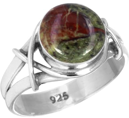 Jeweloporium Mehrfarbig Real Dragon Blood Jasper 925 Sterling Silber Ringe für Damen mit Stein Cocktail Silber Ringe Größe 55(17.5) Valentinstag - Geschenk viktorianisch Schmuck