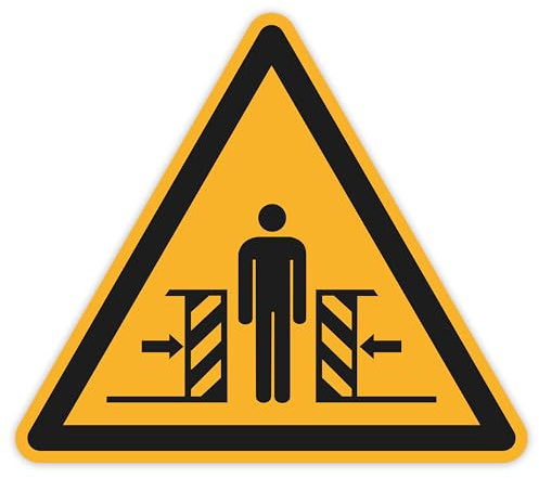 Schild Warnzeichen 100mm - DIN EN ISO 7010 - ASR A1.3 - Für Innen und Aussen - 10cm - PVC Aufkleber - selbstklebend (25, W019 Warnung vor Quetschgefahr)