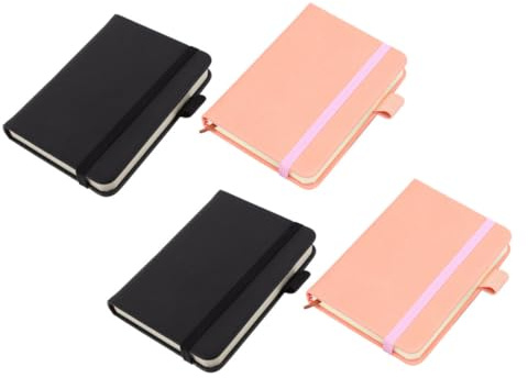 Taschennotizbücher A7 4 Stück-pack aus PU und Papier für Notizen | Kompakt für Büro und Reisen, Glatte Schreibfläche, zum Festhalten von Ideen