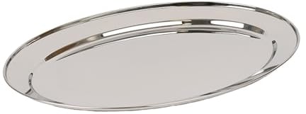 Argon Tableware 40 x 27cm Serving Platter - Stainless Steel Chrome Dinner Tray Oval Plate Large Appetizer Serving Dishes for Party, Events, Table Service, Snack Platters
