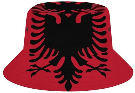 Fischerhut Mit Aufdruck Der Flagge Der Republik Albanien – Unisex, Verstaubar, Fischerhut, Fischerhut Für Herren, Damen-Sonnenhut, Atmungsaktiver Patriotischer Fischerhut Für Den Sommer, Für Erwa