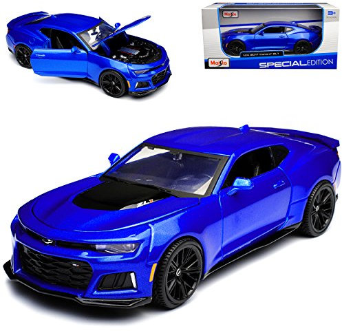 Chevrolet Camaro Coupe ZL1 Blau mit Schwarz 6. Generation Ab 2015 Version Ab 2017 1/24 Modell Auto