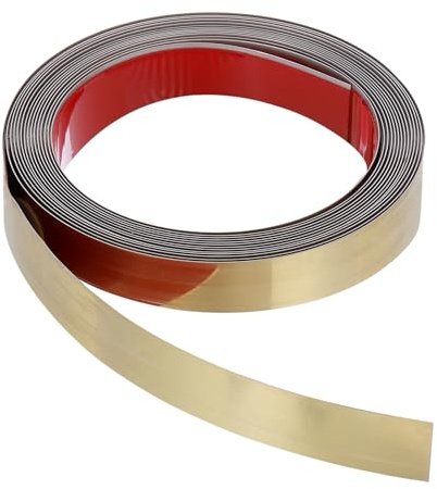 PATIKIL Zierleiste Edelstahl, 5m(L) x 20mm(B) Wandleiste Selbstklebend Metallband Dekorative für Kamin, Spiegelrahmen, Möbel und Heimdekoration,Spiegel Gold