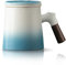 fanquare Tazas de Té Azules y Blancas con Asa de Madera Taza de Té de Cerámica con Infusor y Tapa Taza para Infusionar Té de Hojas Sueltas