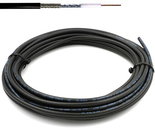 HF240 20m Koaxialkabel (LMR 240 Äquivalent) — 50 Ohm antennenkabel für SMA BNC TNC PL259 UHF N Stecker — coax kabel verlängerung CB funk HAM radio WLAN Internet Router 4G 5G — Hergestellt in Italien