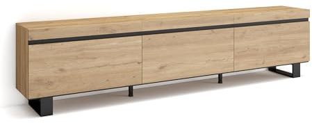 Skraut Home | TV-Schrank, Lowboard | für Wohnzimmer und Esszimmer | 240x57x35 cm | Industriedesign | Moderner Stil | Eiche