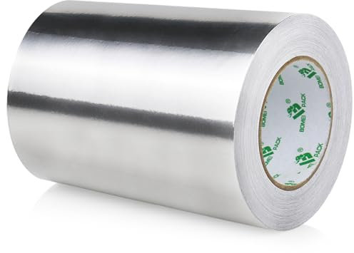BOMEI PACK Breites 200mmx50m Aluminium Klebeband, silber Wasser- und hitzebeständig Band zum Versiegeln, Reparieren und Isolieren - Selbstklebendes Alu Klebeband