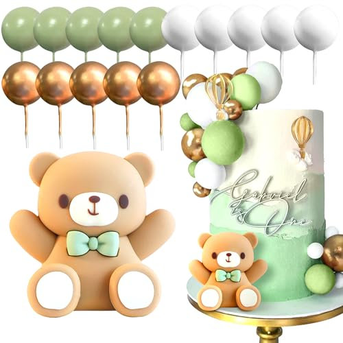JeVenis Décoration de Gâteau Ours Vert pour Shower de Bébé et Anniversaire