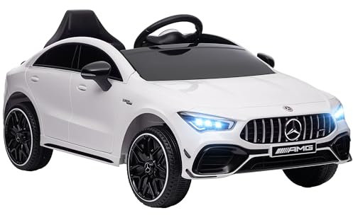 AIYAPLAY Mercedes Benz Licensed 12V Electric Car for Kids, Kids' Electric Ride on with Remote Control, Transport Wheels, Spring Suspension, LED Lights Music, for 3-6 Years - White