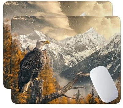 2 Pack Mauspad, Mousepad Eagle Bergkette, Mousepads mit Vernähte Kanten, 290x240 mm Mouse Pad mit Anti-Rutsch-Gummiboden,wasserdichte Verschleißfest Strapazierfähig Mauspads, Gaming Mousepad S-617