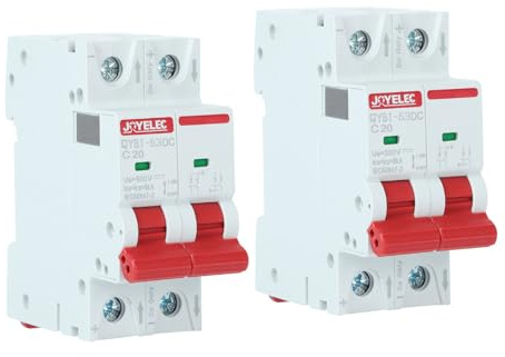 JOYELEC 2 Stück 20A Solar Photovoltaik Systeme Miniatur-Leistungsschutzschalter,2 Polig,DC500V für Solar Panels Pv Anlage Sicherungsautomat Trennschalter