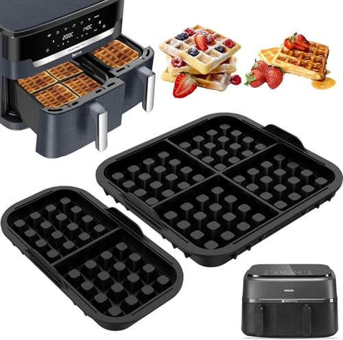 2 Paquet Moule Silicone Air Fryer Pour Dual Basket Airfryer 3000-serie 6L/3L, Moule Gaufre Air Fryer, Accessoire Pour Air Fryer, Moule en Silicone Pour Air Fryer, Moule Pour Airfryer