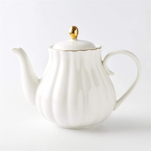 Teiera in ceramica, a forma di zucca, bollitore da tè creativo, per la casa, 1 l, colore: bianco