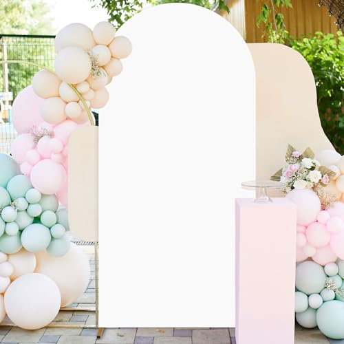FUHSY Bogenabdeckung, weiß, 2,2 m, Hochzeitsbogen-Ständer, Spandex, dehnbare Hintergrund, runde Oberseite, Chiara-Rahmen, Hintergrund für Geburtstagsparty, Hochzeit, Bögen für Zeremonie