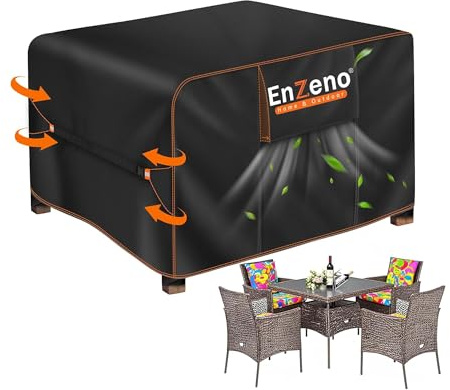 Enzeno Cube Garden Sofa Furniture Covers Waterproof 110X110cm | with Air Vents,420D Heavy Duty Outdoor Patio Rattan Cube Set Covers Outside,Anti-UV for Chair and Outdoor Table Cover