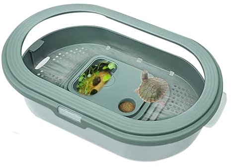 Turtle Tank,Terrario Pequeño para Tortugas - Casa De Asoleamiento Y Descanso Anti-Escape para Terrapins Y Cangrejos