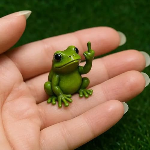 Lustige Mini-Mittelfinger-Tierstatue, lustige Mittelfinger-Gartenstatue, Tier-Mittelfinger-Desktop-Statue, niedliche Taschenstatue, Heimdekoration, Skulptur für Büro, Schreibtisch, Geschenk (Frösche)