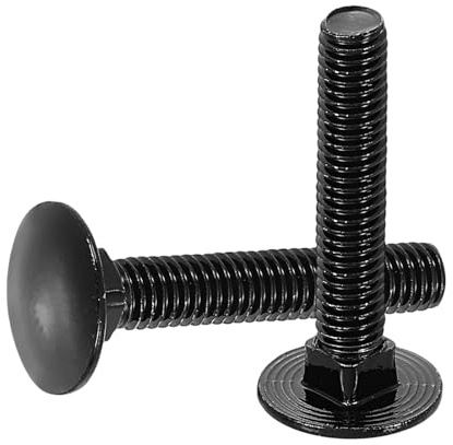 sourcing map 30 bulloni a testa tonda, M6 x 35 mm, in acciaio inox, 18-8 (304), viti a testa tonda quadrata in ossido nero, per accessori di fissaggio, colore nero