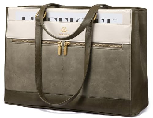 LOVEVOOK Handtasche Damen Groß, 15,6 Zoll Laptoptasche Retro-Leder Arbeitstasche Aktentasche, Leicht Shopper Tasche Elegant Lehrertasche Bürotasche, Laptop Tote Bag Handbags für Uni Büro Business