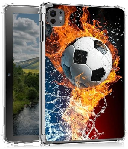 Clear Case for iPad Pro 11 Inch M4 2024 (5th Generation)- Slim Lightweight Transparent Shockproof Protective Cover for iPad Pro 11 2024,Soccer Ball On Fire