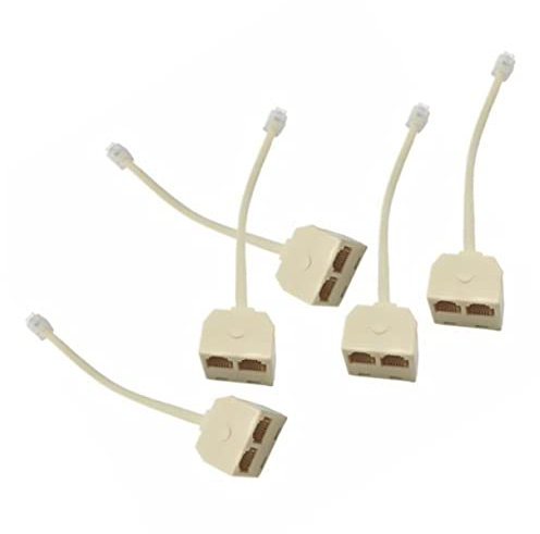 DIYEAH 5 pezzi Adattatore Splitter Connettore Maschio per Telefono Accessorio e Compatibile con Fax e Risponditore Materiale per Uso Duraturo