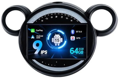 MISONDA 9inch IPS 2G+64G Car Stereo Radio Player Android 15 For BMW Mini Cooper Countryman R60 2010-2016 GPS Sat Nav WIFI RDS Bluetooth5.0 Carplay Android Auto FM Backup Camera