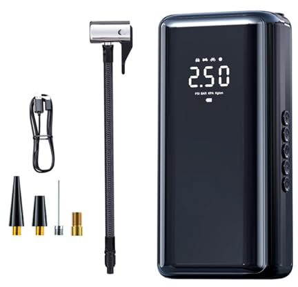YUMILI Rechargeable Cordless Tire Inflator, 150PSI Portable Air Compressor -with 4 Modes for Car/Motorcycle/Bike 4500mAh Battery, Type-C Fast Charge, Power Bank (ST-210B)