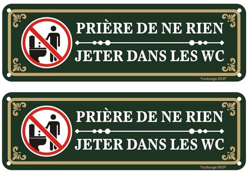 Yuzkouge Plaque en aluminium Prière De Ne Rien Jeter Dans Les WC, 25 x 8 cm | Avec adhésif autocollant, résistante et facile à installer