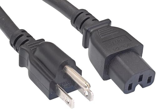 USA United States of America and Canada C15 Power Supply Cord Cable Plug with Notch - IEC Socket Hot Conditioned for Cisco Switches, PC, Monitor Server, Wall Paper Stripper Steamer, Crock Pot 2m Long