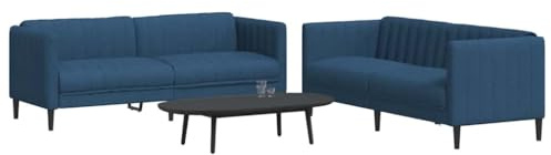 ZQQLVOO 2-TLG. Sofagarnitur Blau Stoff, strapazierfähige Polstergarnitur mit bequemer Sitzfläche für Wohnzimmer, inklusive Sofa und Sessel, atmungsaktiv und langlebig, modernes
