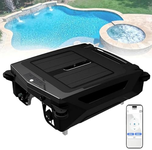 Ofyphth Robotic Pool Cleaner, Robotic Solar Pool Skimmer Cleaner, with Solar and Rechargeable Dual Mode, Smart Obstacle Avoidance, for Pools Automatic Pool Cleaning Robot. B