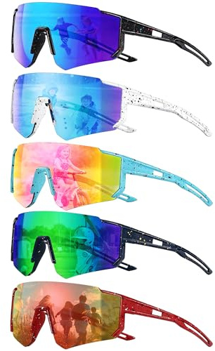 GEVECORI Lunette de Cyclisme pour Enfant, 5 pièces UV900 Lunettes