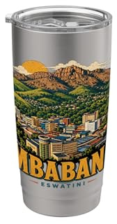 Vintage Mbabane Eswatini Reise-Souvenir Wahrzeichen Geschenk Doppelwandiger Edelstahl-Thermobecher