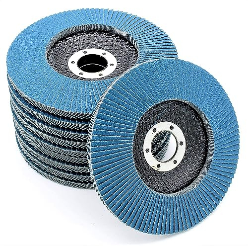 FD-Workstuff Ensemble de 10 Compartiments Disques Abrasifs en Inox de 125 mm, Grain 40, Couleur Bleu - Des Disques à Lamelles de Qualité Supérieure pour le Meulage Efficace