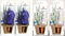 Scheurich Wasserspender Bördy S | 4er Set Lila/Transparent | 90 ml Füllmenge | Bewässerungskugel klein mit Ton Fuß | Wasserspender Pflanzen und Blumen Terrakotta Stiel