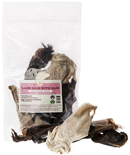 JR Pet Products 100g Lamb Ears With Hair Natural Hypoallergenic Dog Treat Chew Supplied