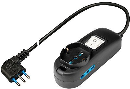 Poly Pool PP25002XL Presa MultiplaP40 Pluristandard, Spina Salvaspazio Grande 16 A, 1.5 Metri Cavo e Interruttore, Nero,3500W