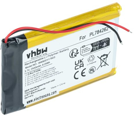 vhbw Akku kompatibel mit Teasi One 2 | GPS Navigation Navi (2500 mAh, 3,7 V, Li-Polymer)