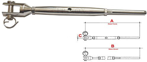 FP INOX ridoir Design 265 mm Chape crimpadora para Cable de 6 mm Acero Inoxidable 316 – A4
