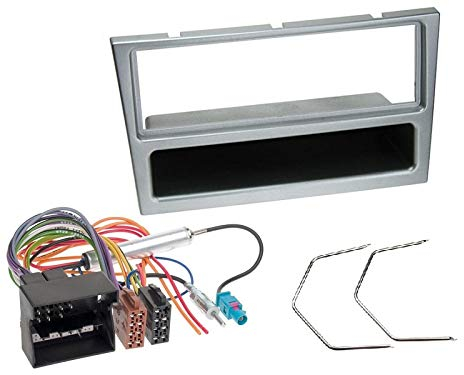 1 Din Radio Einbauset Blende Radioanschlusskabel Antennenadapter für Opel Tigra Twin Top (X-C) matt Chrom