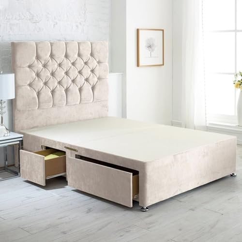 ComfoRest - Elegant 4FT6 Double Divan Bed with 4 Drawers | Stylish Frame for Organised Living | Durable Base for Modern Interiors (Cream Naples)