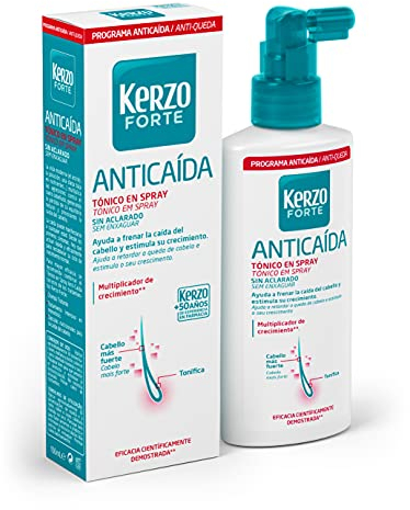 Kerzo Forte - Tónico en Spray Anticída - Sin Aclarado, Multiplicador de Crecimento Cientificamente Demostrado, para Todo Tipo de Cabello, Blanco